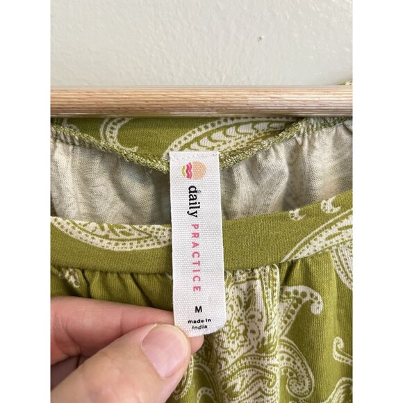 Daily Practice by Anthropologie Sz M Green Floral Paisley Mini‎ Dress Pockets - Picture 3 of 8